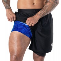 Kewlioo Men's Sauna Shorts Heat Trapping 2-in-1 Double Layer Sauna Suit Bottom Compression Training Gym Athletic Shorts - BV48GSU8V