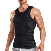Sauna Vest for Men with Waist Trainer Zipper Neoprene Sauna Sweat Suit Tank Top Workout Waist Trimmer Vest - BYFXACUD1