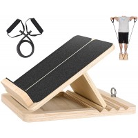Professional Wooden Slant Board,Adjustable Incline Board and Calf Stretcher,Stretch Board with Non-Slip Surface and Stretch Resistance Tube,Extra Heel Protection Design for Plantar Fasciitis Exercise - BY7OH2AMJ