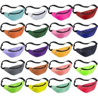 20 Pieces Neon Fanny Bag 80s Party Waist Bags Adjustable Neon Fanny Pack Colorful Oxford Cloth Workout Traveling Running Waist Bags with Zipper for Outdoor Rave Party Women Men 20 Colors - B3OYEVCVA