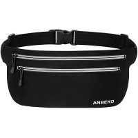 ANBEKO Slim Running Belt for Women & Men Reflective Running Fanny Pack with 2 Pockets Fashionable Water Resistant Money belt for Workout Jogging Travel Sports Hiking Fitness Waist Pouch Fit All Phones - B0V7DHIZY