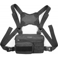 Fitdom Tactical Inspired Sports Utility Chest Pack. Chest Bag For Men With Built-In Phone Holder. This EDC Rig Pouch bag is Perfect For Workouts Running & Hiking - B31ITI0P2
