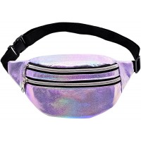 Holographic Fanny Pack Purple Sports Waist Bag for Mother's Day Gift Waterproof Travel Fanny Bag Women Fashion Waist Pack for Work Runing Rave Hiking Festival Beach - B5ULWDOCI