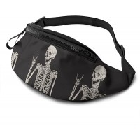 HSXOOW Rock And Roll Skeleton Skull Boho Hippie Fanny Pack For Women Man Sport Waist Pack Bag Adjustable Workout Waist Bag Black 4 One Size - BX90YCFBI