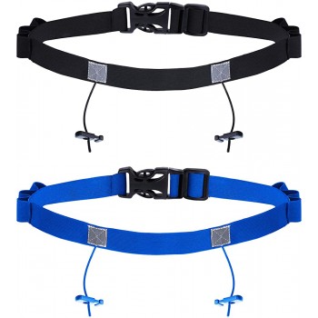 JOVITEC 2 Pieces Race Number Belt with 6 Gel Loops for Running Cycling Triathlon Marathon Black and Blue - BSN4ME1GS