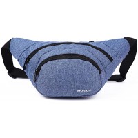 MORIOX Large Fanny Pack for Men Women Plus Size Hands Free Waist Bag Light Weight Phone Pack for Workout Running Festival Gifts for Holiday & Daily Traveling Hiking  4-Zipper Blue - BFZROLU48