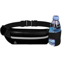 Running Belt with Water Bottle Holder Waist Pack Fit Any Phone Model and Waist Size for Running Hiking Workouts Cycling Waterproof Fanny Pack for Women and Men Black - BFRVLLP1Y