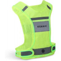 ECEEN LED Reflective Vest with Pouch USB Rechargeable Bright Safety Lights Belt High Visibility & Adjustable Waist for Night Running Jogging Cycling 3 LED Glowing Modes Reflector Strips - BEPDWWCYA