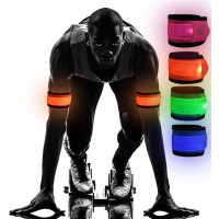 Emmabin [4 Pack LED Slap Armband Lights Glow Band for Running Replaceable Battery 4 Modes Always Bright Quick Flashing Slow Flashing Off 35cm Glow Bracelets with 4Pcs Package - B8KD2T39U