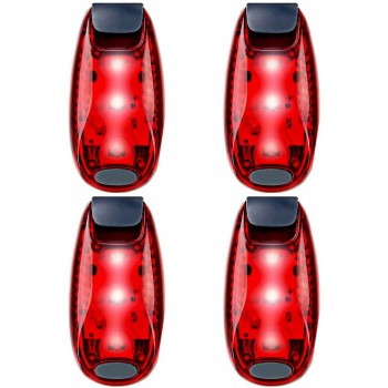 qlovel LED Safety Light 4 Pack Clip On Strobe Running Lights for Runners Walking Bicycle Dog Collar Stroller Best Night High Visibility Accessories for Your Reflective Gear - B0O0WMKHI