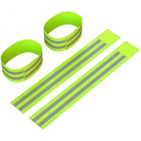 Reflective Ankle Bands 4 Bands 2 Pairs | High Visibility and Safety for Jogging Cycling Walking etc | Works as Wristbands Armband Leg Straps | Accessories for Sports Running Gear - B9538IH9I