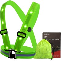 TAGVO LED Reflective Safety Vest with Storage Bag USB Charging LED Reflective Vest Night Light up Vest Adjustable Elastic Running Gear Reflector Straps for Sports Outdoor Cycling Walking Working - B60OYNTOI
