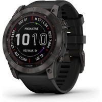 Garmin fenix 7X Sapphire Solar Larger adventure smartwatch with Solar Charging Capabilities rugged outdoor watch with GPS touchscreen wellness features carbon gray DLC titanium with black band - BB12UXUIS