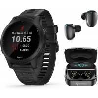 Garmin Forerunner 945 Premium GPS Running Triathlon Smartwatch with Included Wearable4U Earbuds with Charging Case Bundle Black +Earbuds - BV84IHOPZ