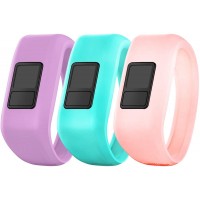 iBREK for Garmin Vivofit jr jr 2 3 Bands Silicon Stretchy Replacement Watch Bands for Kids Boys Girls Small LargeNo Tracker 3 Pack: Transparent Pink&Teal&Lavender Small - B14I2DN53