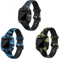 RuenTech Compatible with Garmin Vivofit jr 3 Bands Replacement Silicone Wristband Camouflage Watch Straps for Kid's Vivofit jr. 3 Fitness Tracker Camo-3pcs - B1QQWZ31X