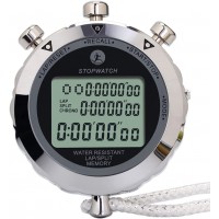 JUNSD Digital Stopwatch Metal Stop Watch 10 Lap Memory Stopwatch Timer Water Resistant Stopwatch for Sports Competitions Games - B643PX0KW