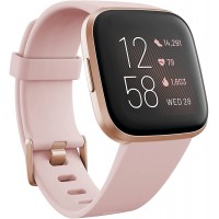 Fitbit Versa 2 Health and Fitness Smartwatch with Heart Rate Music Alexa Built-In Sleep and Swim Tracking Petal Copper Rose One Size S and L Bands Included - B86BQYF3R