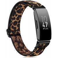 Fintie Elastic Bands Compatible with Fitbit Inspire 2 Inspire HR Inspire Adjustable Stretchy Nylon Loop Band Breathable Replacement Strap Accessory Wristband Leopard - B2Q372M9E