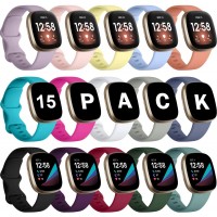GEAK 15 Pack Bands Compatible with Fitbit Versa 3 Fitbit Sense Bands Soft Replacement Wristband for Fitbit Sense Versa 3 Bands Women Flexible Waterproof Sport Watch Strap for Women Men Small 15 Pack - BI6GACQ3E