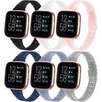 Wewatri 6 Pack Lace Bands Compatible with Fitbit Versa Fitbit Versa 2 Fitbit Versa Lite Band for Women Soft Silicone Sport Strap Replacement Wristbands for Fitbit Versa Smart Watch 5.6" -7.1" Wrist - B8C18N1TK