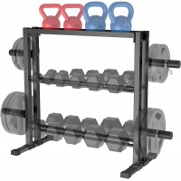 JX FITNESS 3 Tier Weights Storage Rack for Dumbbells Weight Plates and Kettlebells 1100 Pounds Weight Capacity 2022 Version - BU6F2UD17