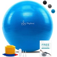 PHYLLEXI Exercise Ball 55-85cm Extra Thick Yoga Ball Chair-Pro Grade Anti-Burst Heavy Duty Stability Ball Supports 2200lbs Birthing Ball with Quick Pump for Office & Home & Gym - BMY3O8SH0