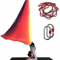 KIKIGOAL Aerial Yoga Hammock Premium Aerial Silk Yoga Swing Antigravity Yoga Inversion Exercises Improved Flexibility & Core Strength Extension Straps O-Rings Pose Guide Included - BSIGKZEMZ