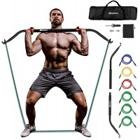 Bow Portable Home Gym with 6 Resistance Bands Fitness Equipment Abdominal Bicep Curls Arms Leg Muscle Training Kit Travel Outdoor Full Body Workouts for Yoga Pilates Sliming - BAAU5PBX7