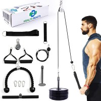 Health Beasts Upgraded LAT Pull Down Bar Cable Pulley -Workout Weight Pulley System Gym Home Gym Equipment - BM7ERH6Q8