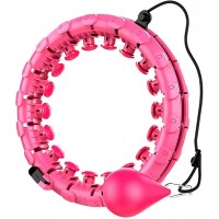 Bsobso Weighted Fitness Hoop for Adults Smart Exercise Hoop for Women Weight Loss 2 in 1 Adjustable Circular Massage with 24 Detachable Knots Fitness Equipment Pink - BBKV2Z6U0