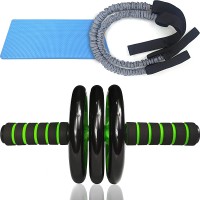Exercise Ab Wheel Roller Automatic Rebound Abdominal Wheel Rollers Stabilizing Abdominal Exercise Wheel Comes with 2 Elastic Rope 1 Knee Pad for Gym Fitness Workout Training - B6UNLDDOT