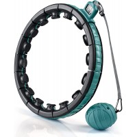 Teal Elite Smart Weighted Hula Hoop for Adults Weight Loss– Fully Adjustable with 16 Detachable Knots – 2 in 1 Abdomen Fitness Massage Infinity Hoops - B6ESLWO3R