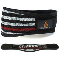 Fire Team Fit Weight Lifting Belt for Men and Women 6 Inch Bodybuilding & Fitness Back Support for Cross Training Workout Squats Lunges Medium Red Line - BZE8DNNOI