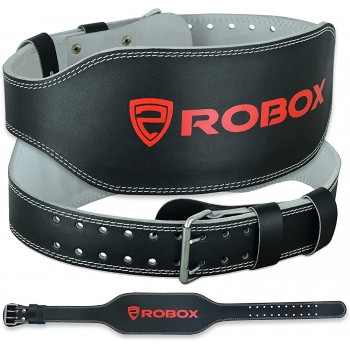 ROBOX Weight Lifting Gym Back Support Fitness Training Lumbar Support Workout 6 Leather Belt - B5ZHCGB4L