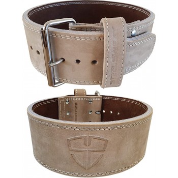 Steel Sweat Weight Lifting Belt 4 Inches Wide by 10mm Single Prong Powerlifting Belt That's Heavy Duty Vegetable Tanned Leather Hyde Oat - B2A5TG153