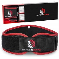 STRONGCORE Weightlifting Belt with FREE BONUS TRAINING CHART Premium Quality Weight Lifting Belt for Powerlifting Weightlifting and CrossFit - BR9C25ZX4