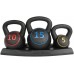 KLB Sport 3-Piece Vinyl Coated Kettlebell Weights Set with Tray for Cross Training MMA Training Home Exercise Fitness Workout - BZFGII1GP