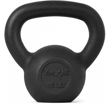 Yes4All Solid Protective Rubber Base Cast Iron Kettlebell Weights – Great for Full Body Workout and Strength Training and 10-40lbs Adjustable Kettlebell Weights Set. - B1162VX3H