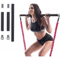 GEKU FIT Resistance Band Bar 41.5 Inches Detachable Workout Bar for All Resistance Bands Training Natural Rubber Padded Steel Bar for Home Workout Pilate Fitness - B8OUQP53C