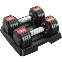FLYBIRD Adjustable Dumbbells,15LB Dumbbell Set for Home Gym Exercise & Fitness Fast Change Weights with Anti-Slip Metal Handle Strength Training Equipment for Full Body Workout Suitable Men WomenSet of 2 - B3XZYJMH2