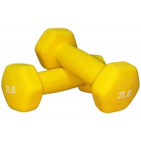 Fuxion Dumbbells Hexagon Neoprene Coated Pair Hand Weights All-Purpose Home Gym Office Exercise Work Out Set of 2 Each 2 lb Yellow Set 2 2lb - BWMSAVTAB