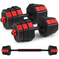 Kitclan 44LB 66LB Adjustable Weights Dumbbells Set Barbell Weight Set Workout Equipment Home Gym Fitness Exercise Strength Training 22 33 Pound Dumbbell Sets Pair Set of 2 Curl Bar for Women Men - BZH46SAC1