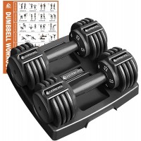 LIONSCOOL Fit Revolution Adjustable Dumbbell 12.5 25 55LBS Dumbbell for Men and Women with 1-SEC Weights Adjustment Anti-Slip Handle and Storage Tray for Home Exercise and Full Body Workout - BUTUYD5BI