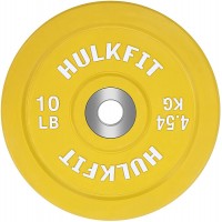 HulkFit Color Coded Olympic 2-Inch Rubber Bumper Plate with Steel Hub for Strength Training Weightlifting and Crossfit Single - B3TQEOXLS