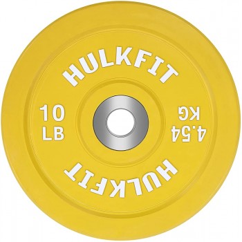 HulkFit Color Coded Olympic 2-Inch Rubber Bumper Plate with Steel Hub for Strength Training Weightlifting and Crossfit Single - B3TQEOXLS