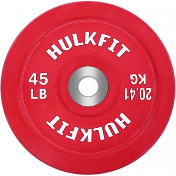 HulkFit Color Coded Olympic 2-Inch Rubber Bumper Plate with Steel Hub for Strength Training Weightlifting and Crossfit Single - BD09VHQPF