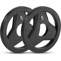 JFIT Cast Iron Olympic 2-Inch Grip Plate for Barbell Set of 2 Plates 5 LB - BF737XYM4