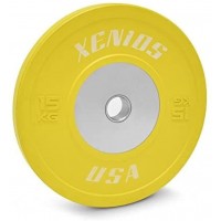 Xenios USA Competition Rubber Bumper Plate Centre with Stainless Steel Plate Yellow 15 kg PSBPCRBPL15 - B56XE2RM4