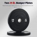 ZELUS Weight Plate Set Twin 2 Bumper Plates for Strength and Training Fitness Olympic Weight Set with Rubber Barbell Dumbbell Plates Stainless Steel Inserts for Pro or Home Gyms Set of 2 - BE2R2382E